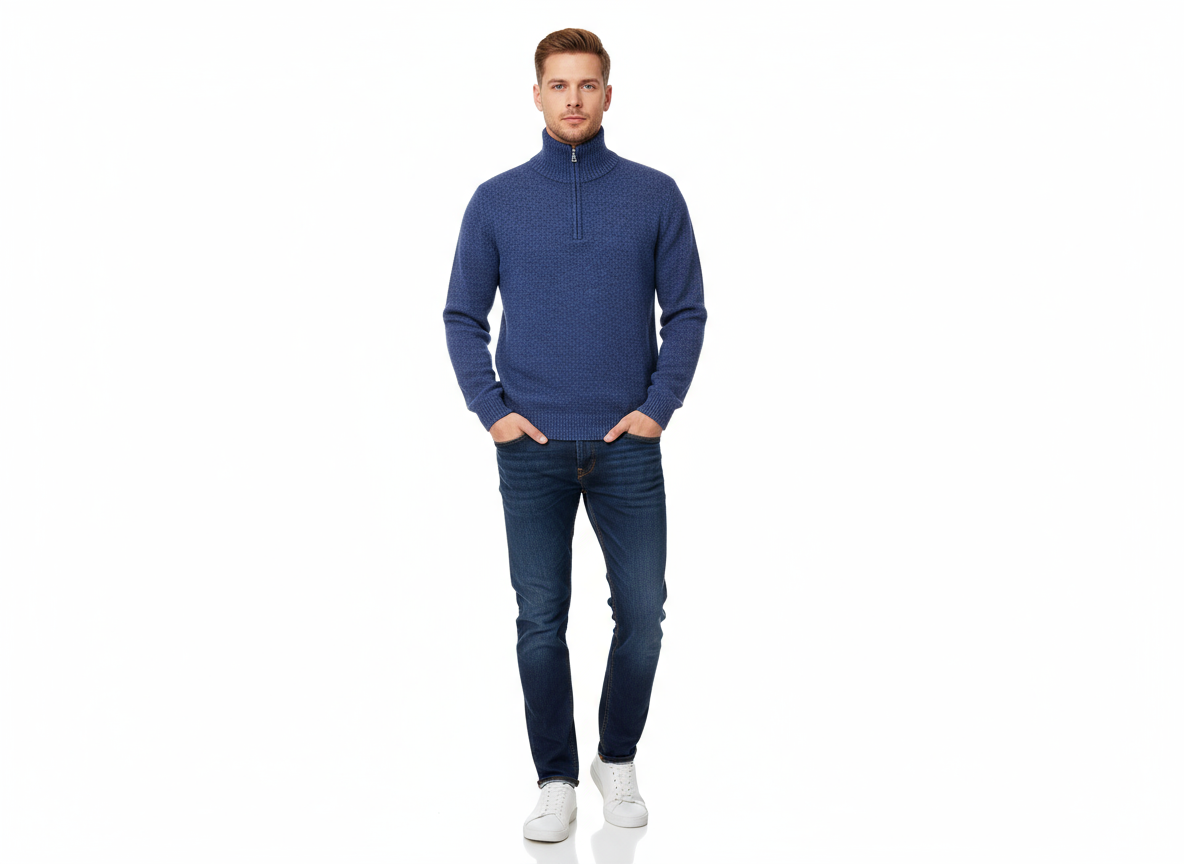 Maglione Lupo zip Pura Lana LAMBSWOOL