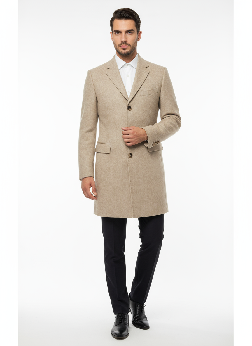 Cappotto baronetto misto lana beige crema