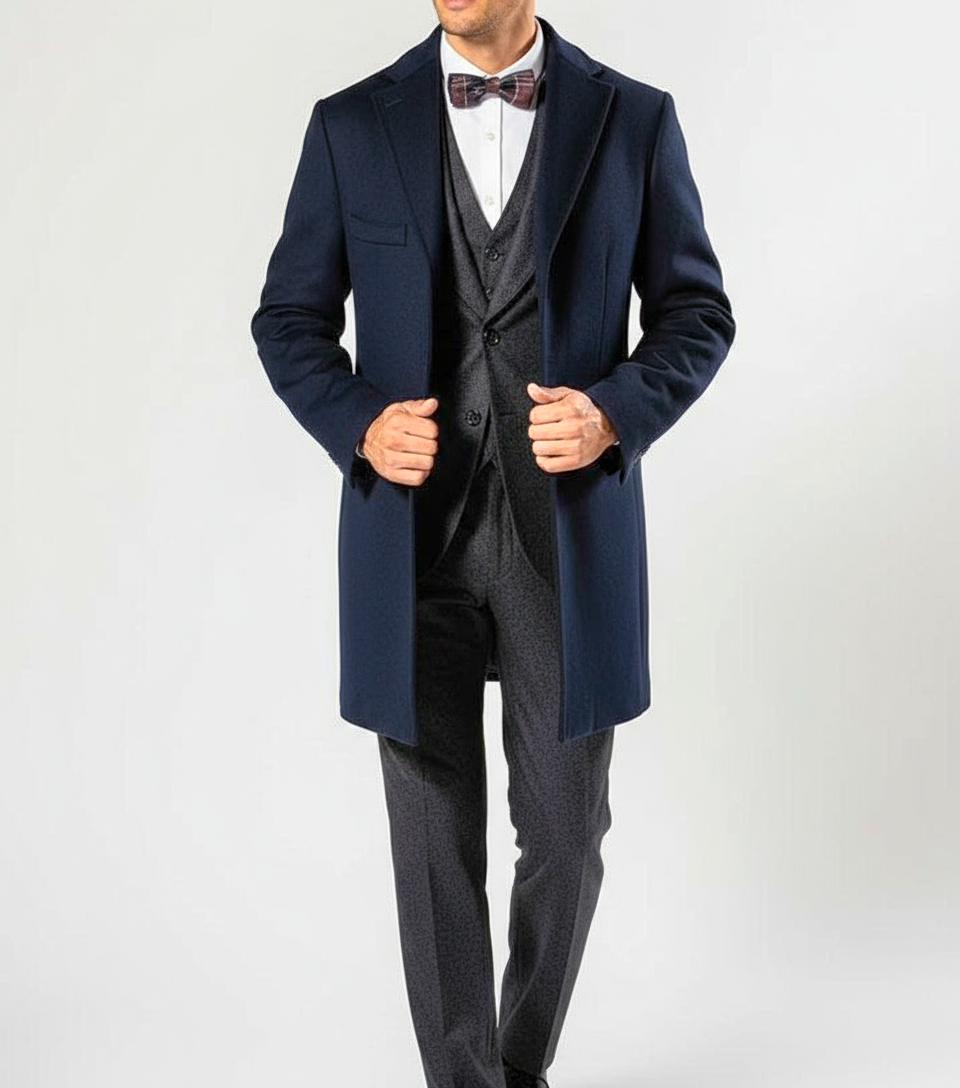 Cappotto lana baronetto blu