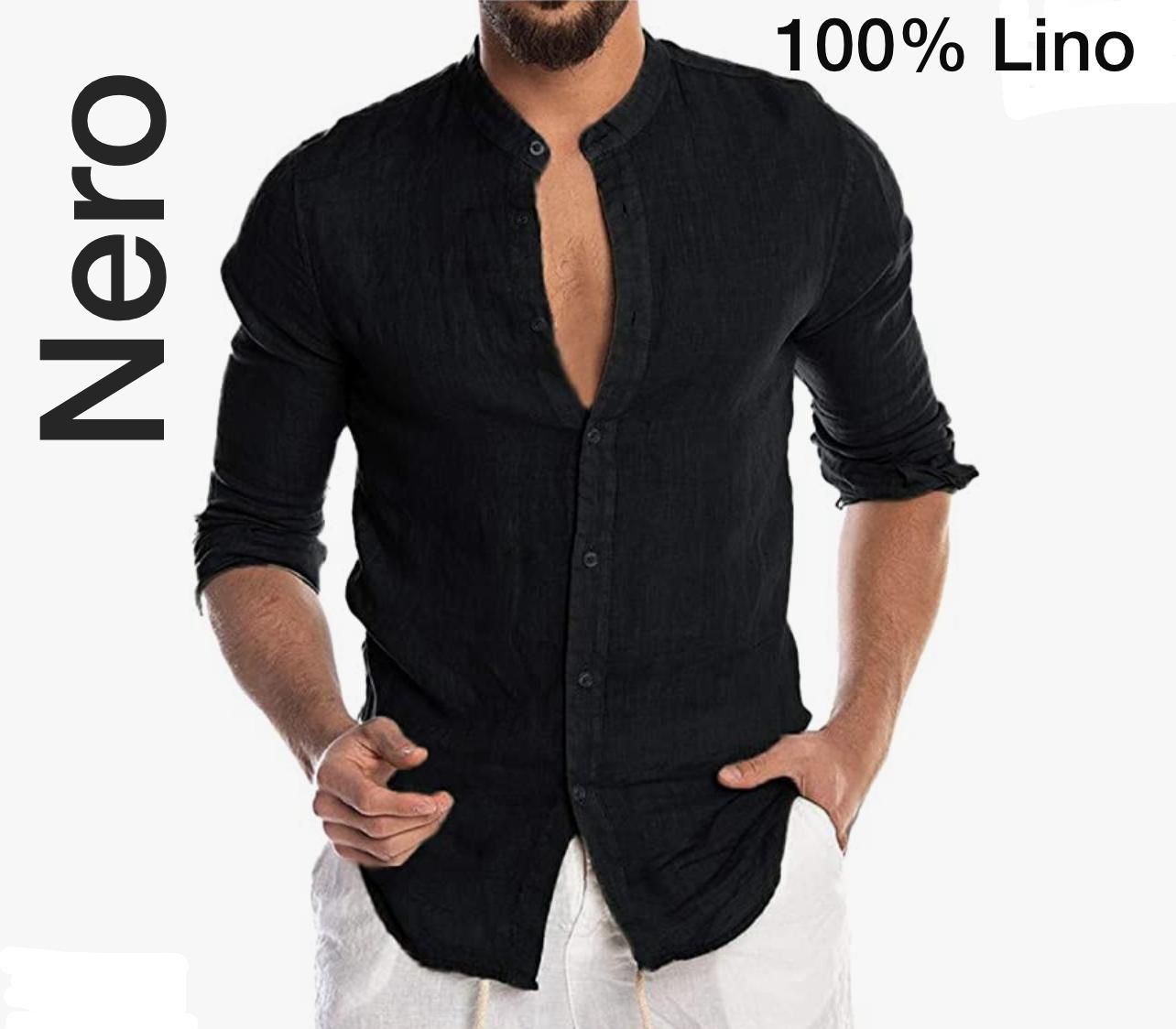 Camicia lino Collo koreana