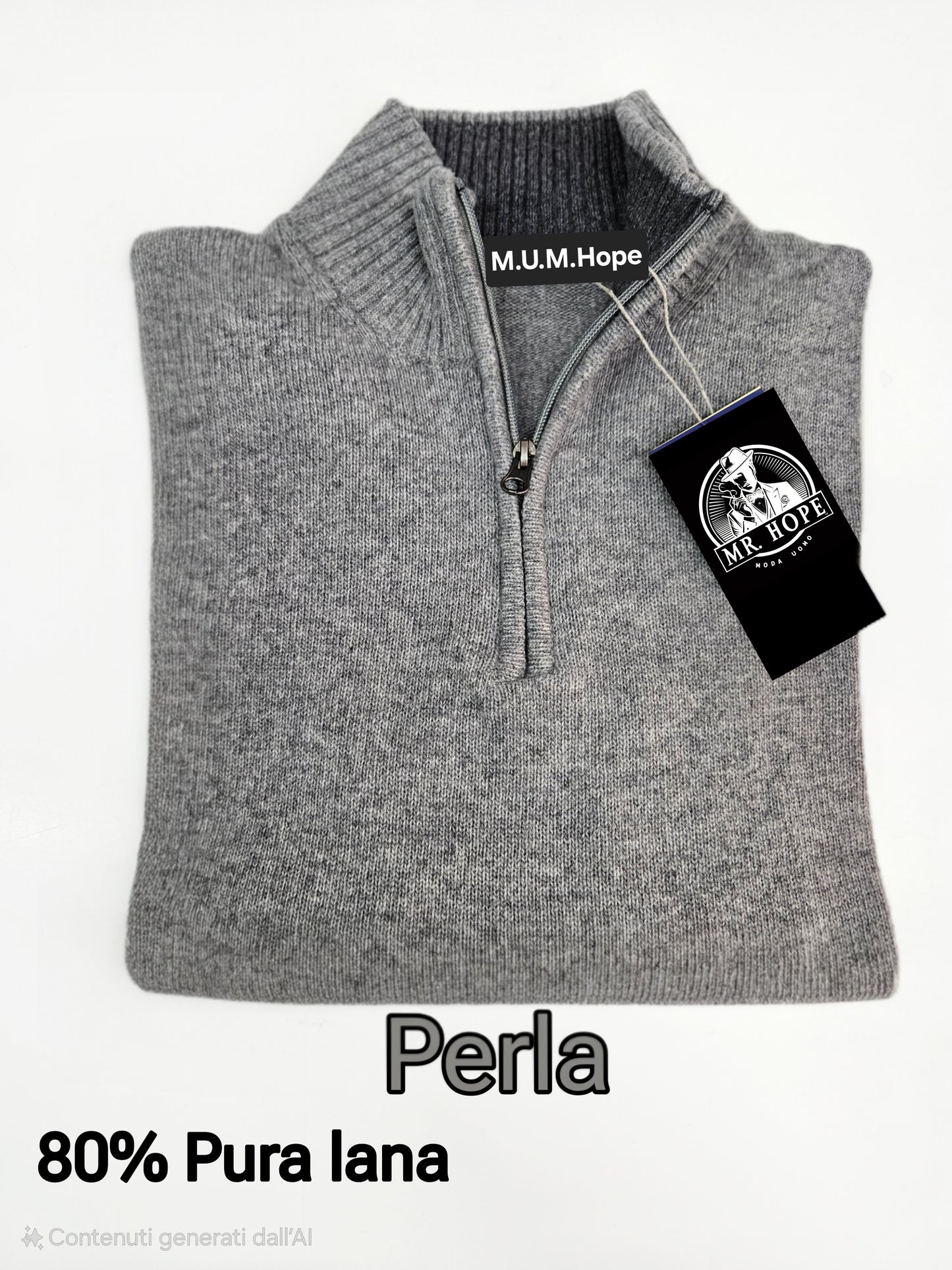 Maglione Lupo zip Pura Lana LAMBSWOOL