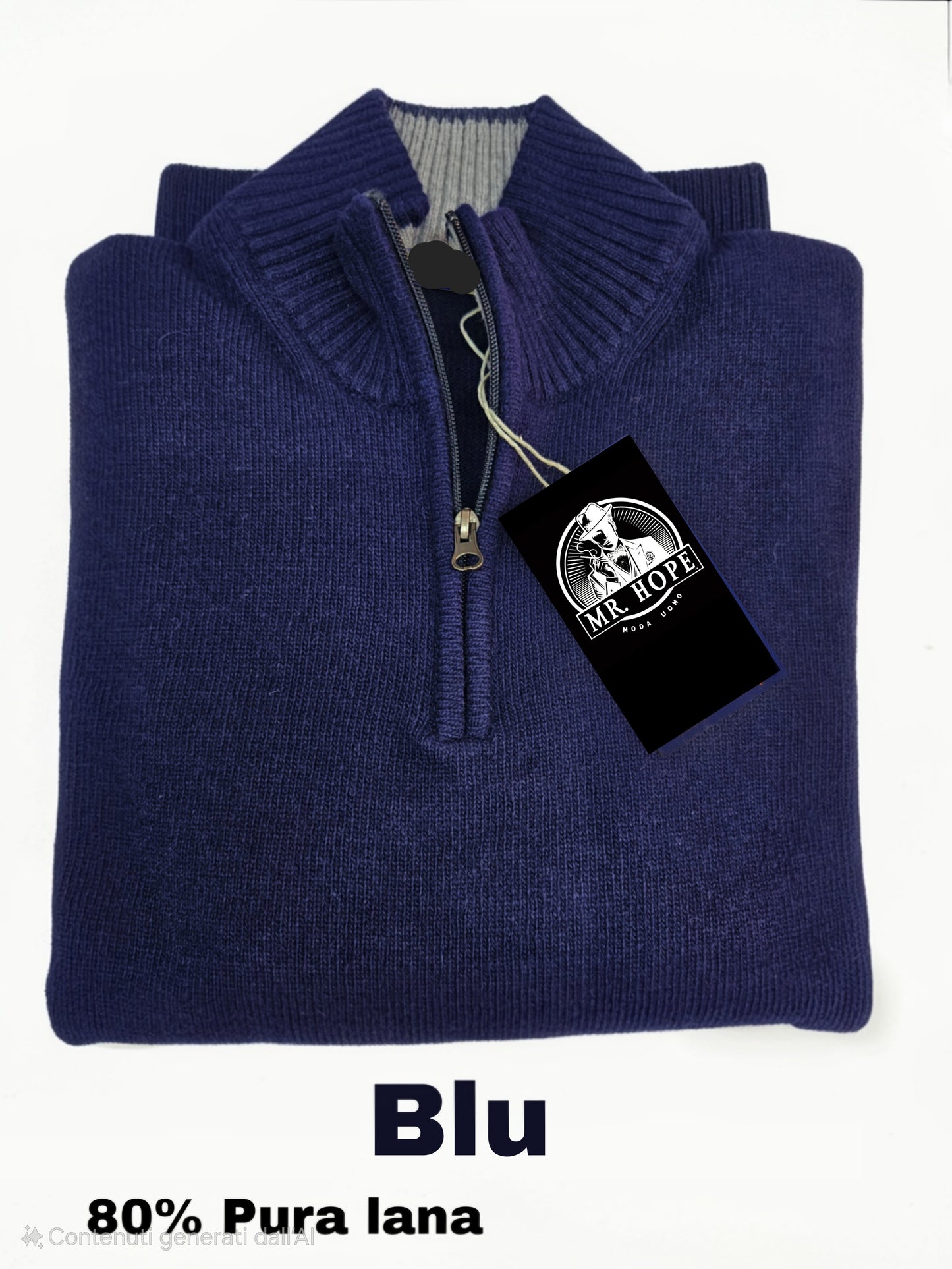 Maglione Lupo zip Pura Lana LAMBSWOOL