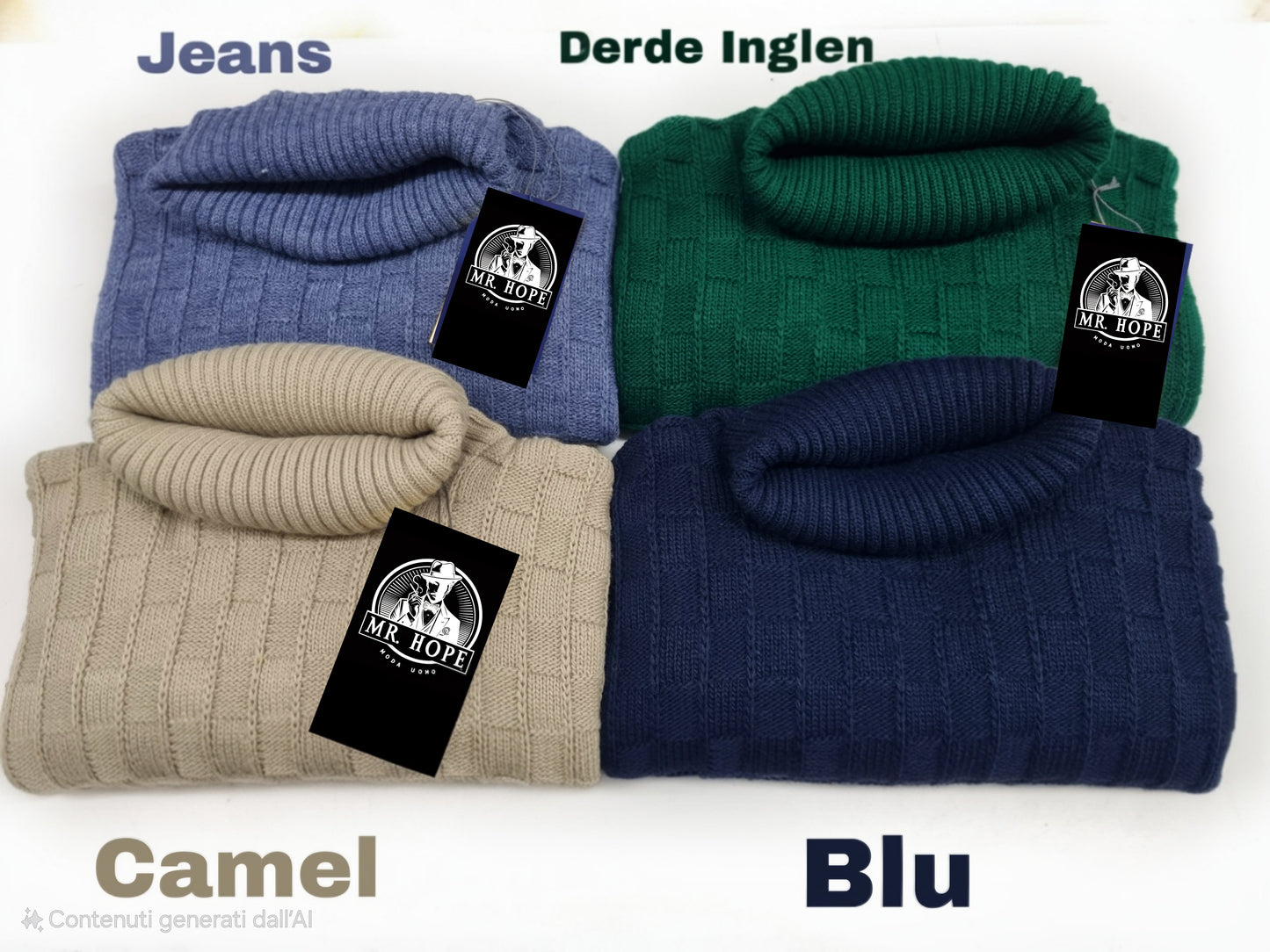 Maglione Dolcevita lana lavorato 6 colori