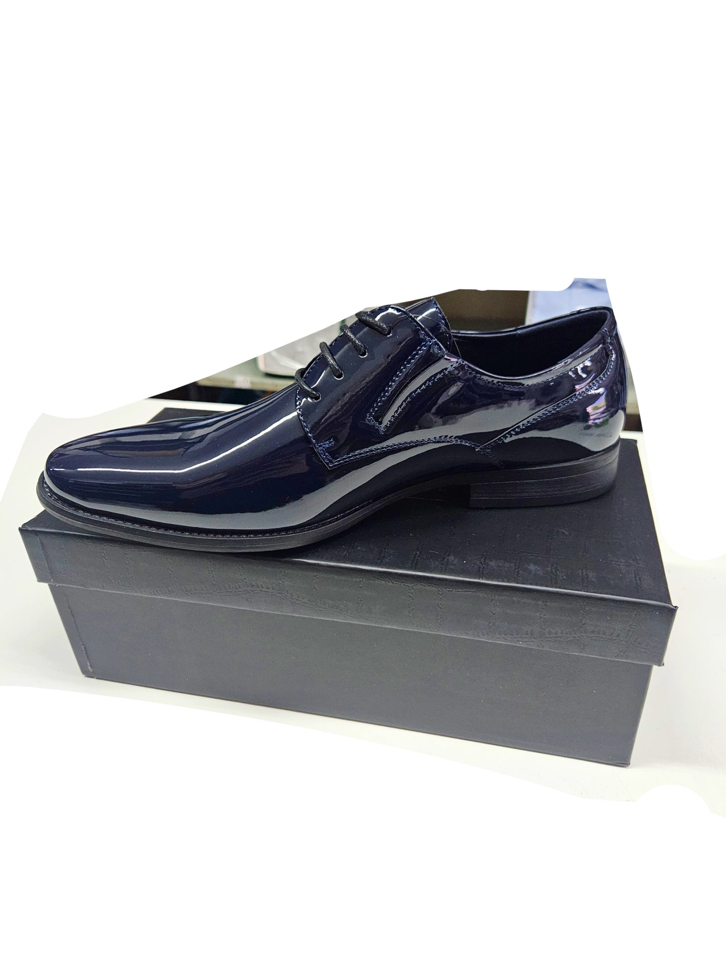 Scarpa cerimonia pelle lucida con laccio stringate Blu