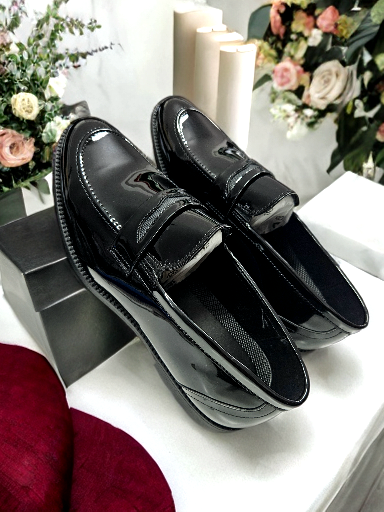 Scarpe cerimonia mocassino Nero pelle lucido