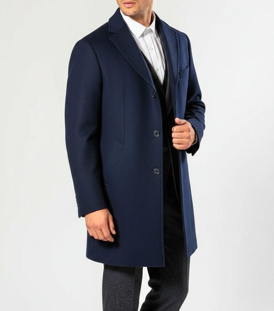 Cappotto lana baronetto blu