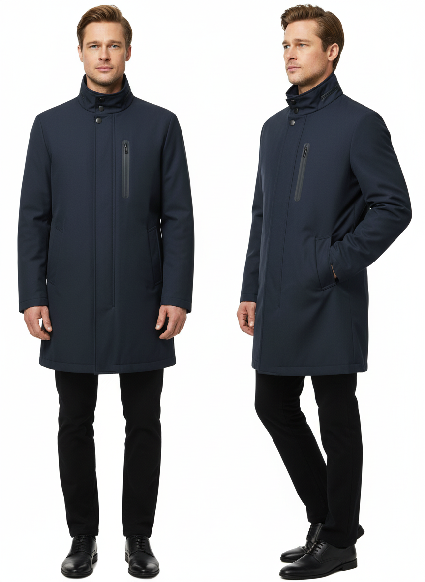 Giubbotto trench tessuto tecnico imbottito senza cappuccio