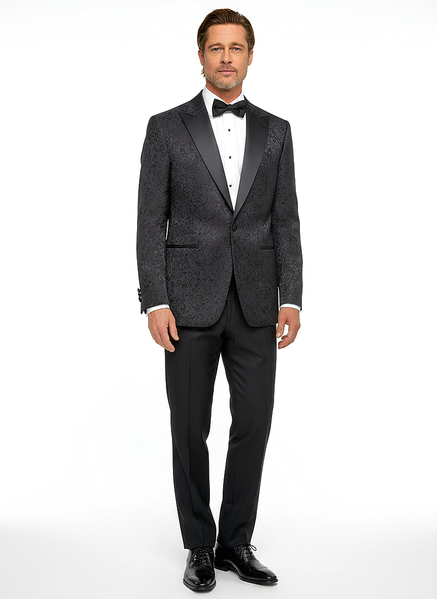 Abito smoking damascato petto a lancia linea sposo