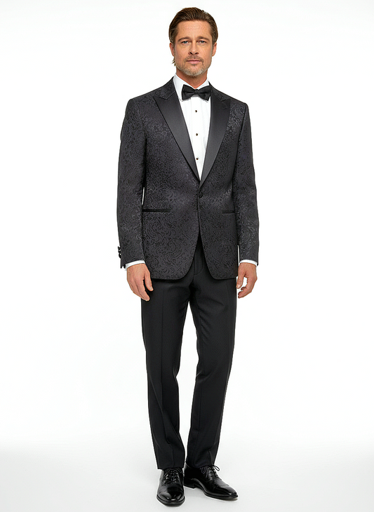 Abito smoking damascato petto a lancia linea sposo