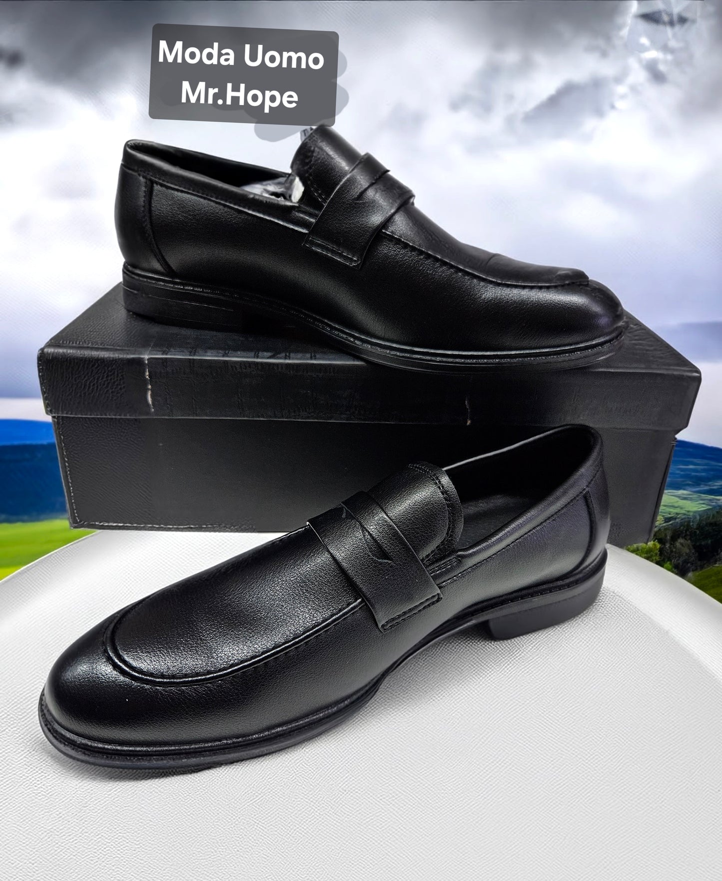 Scarpe pelle opaco nero mocassino