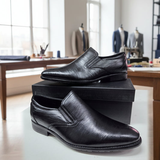 Scarpe Slip-On mocassino Uomo in Pelle Nera  - Made in Italy