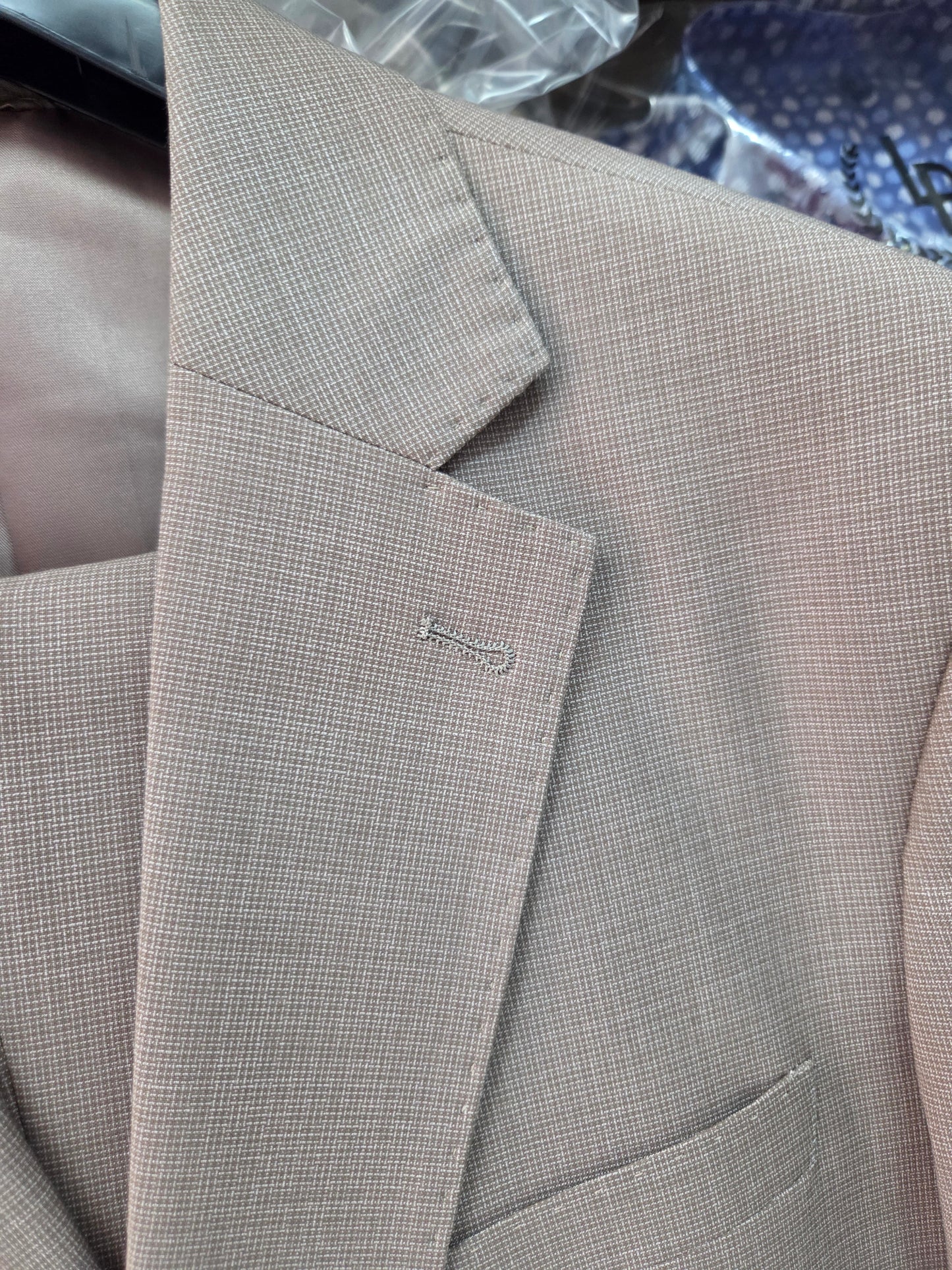 ABITO UOMO beige tortora - TESSUTO MICRO-CHECK TEXTURIZZATO