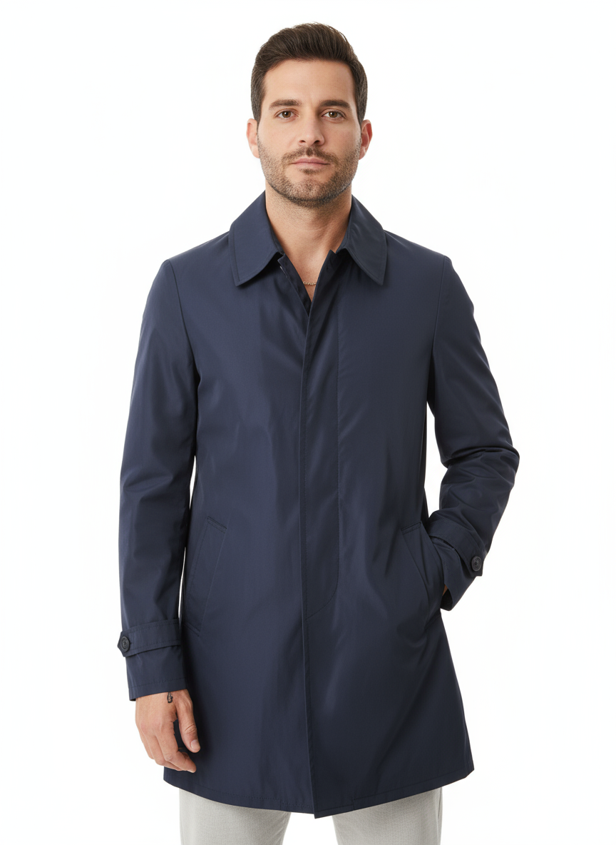 Trench autunnale leggero Blu impermeabile