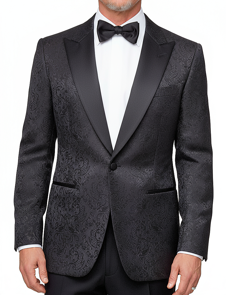 Abito smoking damascato petto a lancia linea sposo