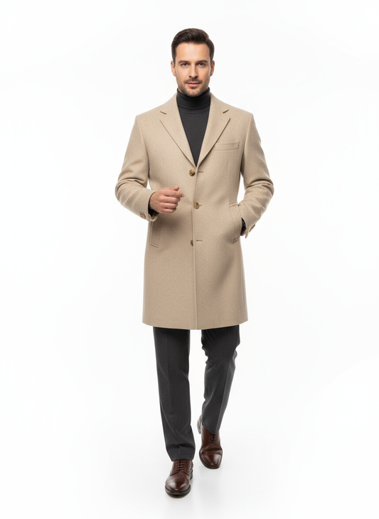 Cappotto baronetto misto lana beige crema