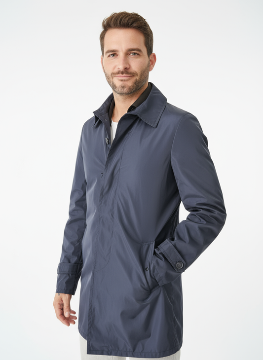 Trench autunnale leggero Blu impermeabile