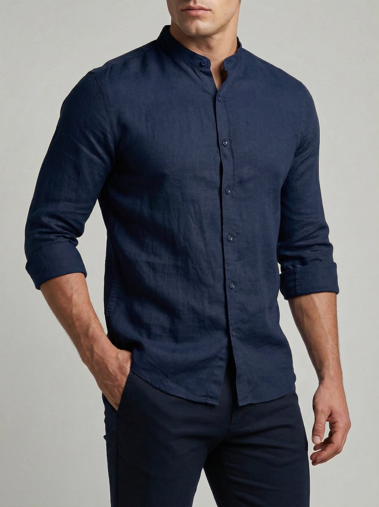 Camicia lino Collo koreana