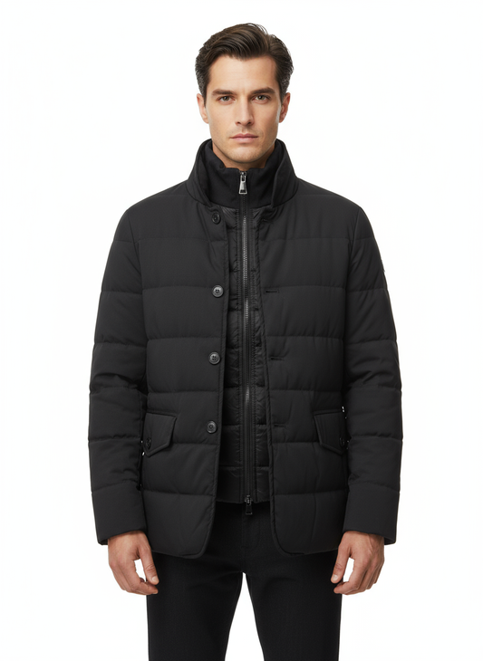 Giubbotto corto trapuntato in tessuto tecnico nero