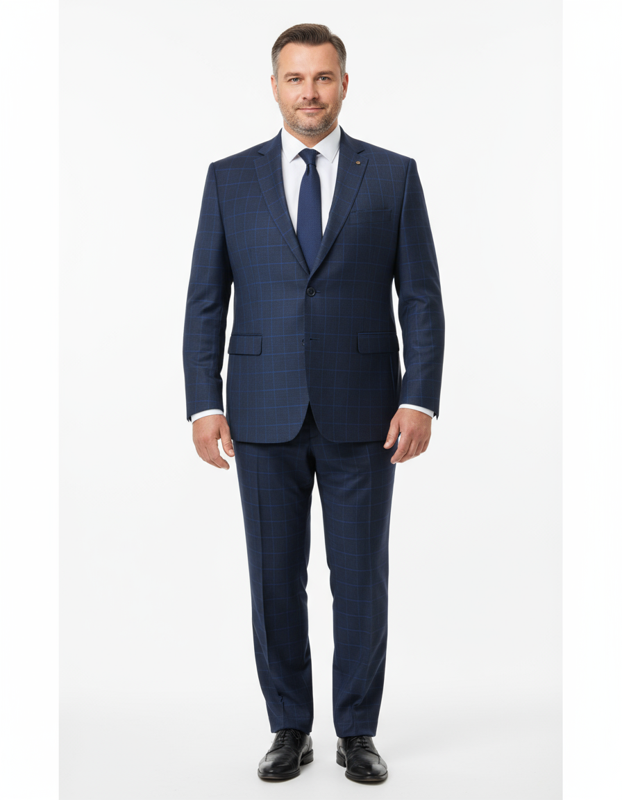 Abito drop 4 comodo taglie forti Blu quadro galles