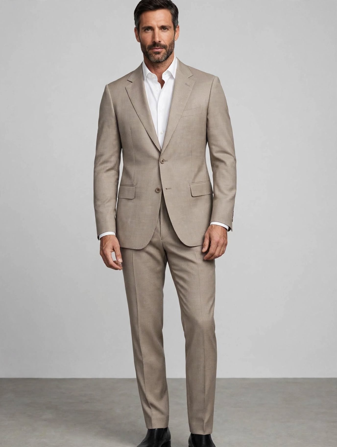 ABITO UOMO beige tortora - TESSUTO MICRO-CHECK TEXTURIZZATO