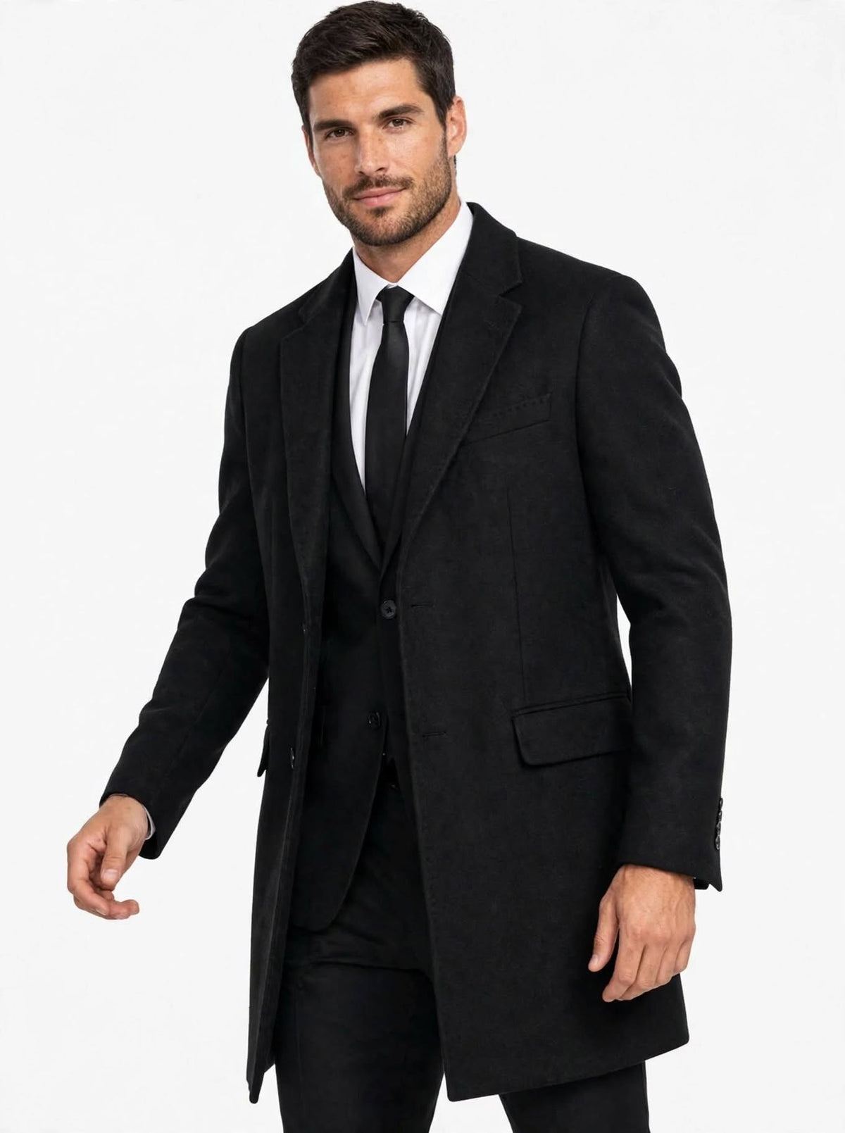 Cappotto  Nero con martingala misto lana