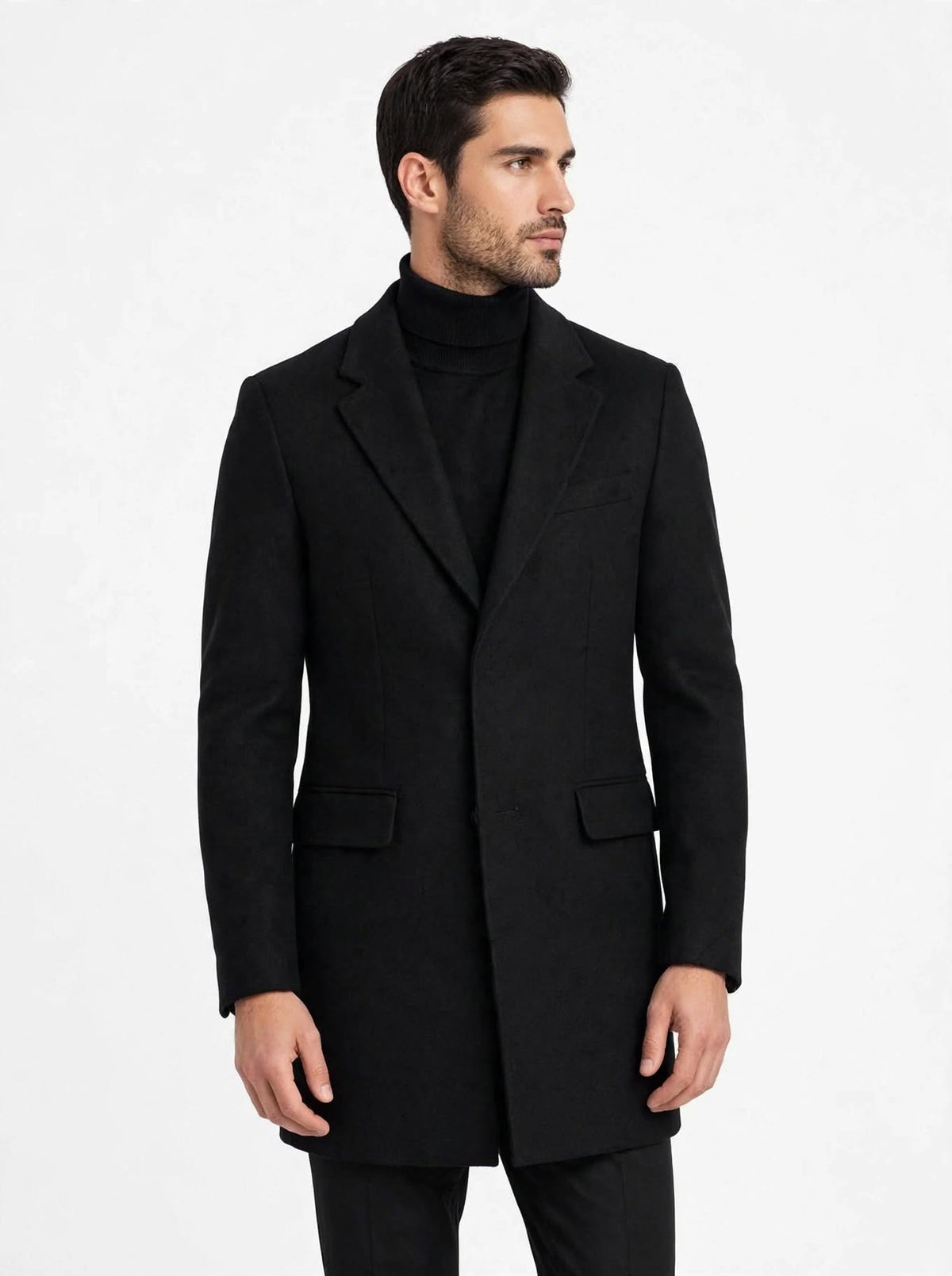 Cappotto  Nero con martingala misto lana