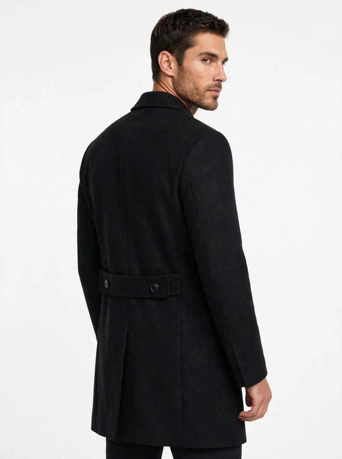 Cappotto  Nero con martingala misto lana