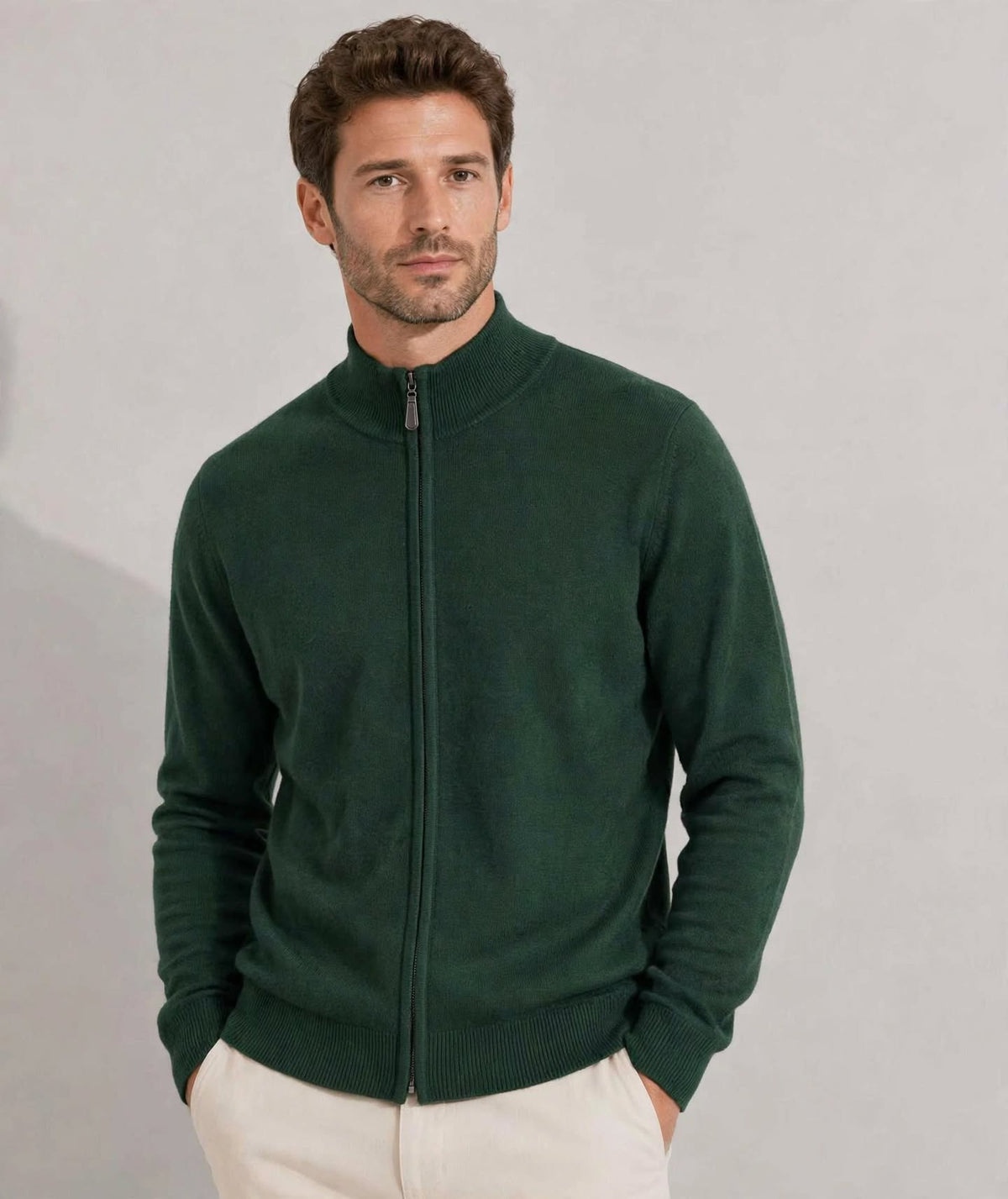Giacca zip misto cachemire