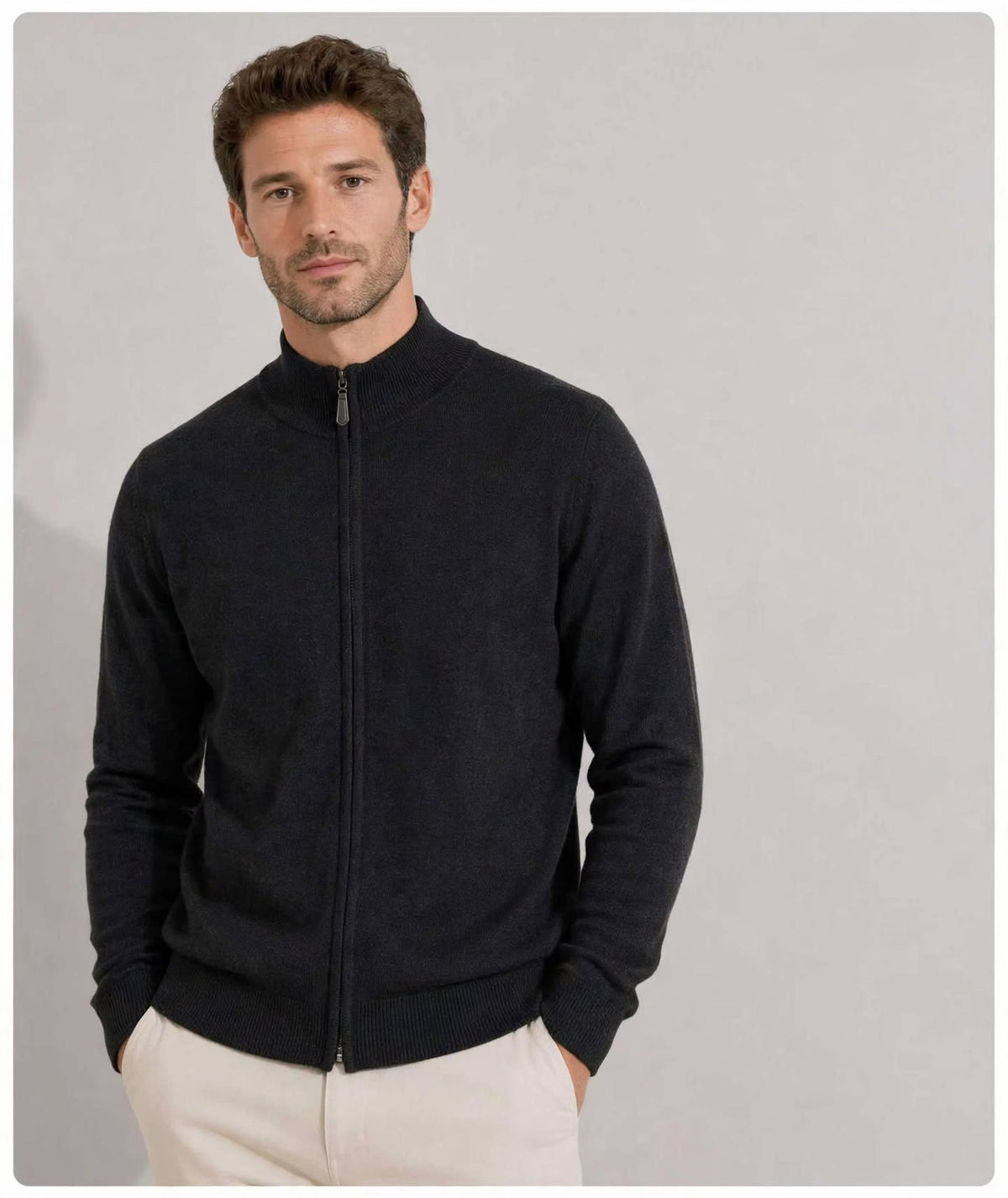 Giacca zip misto cachemire