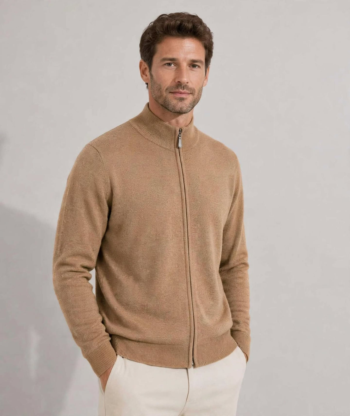 Giacca zip misto cachemire