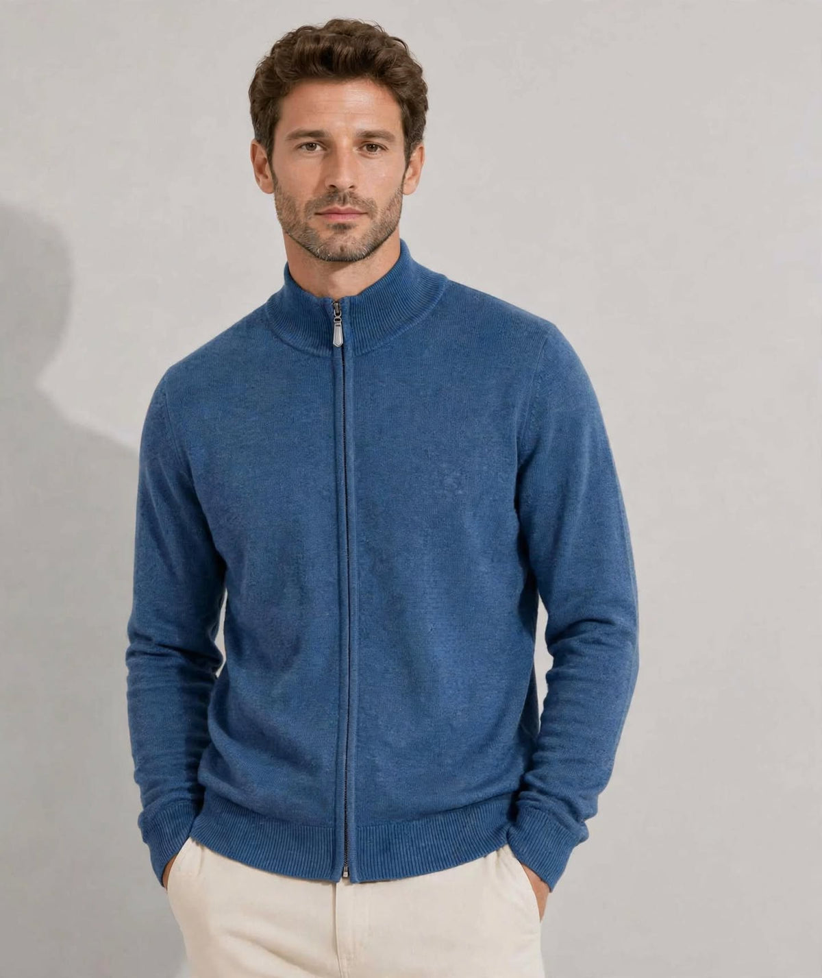 Giacca zip misto cachemire