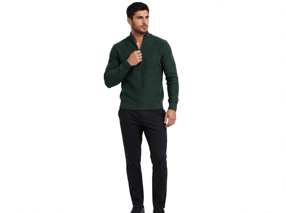 Maglione Uomo Lupetto Zip Chicco di Riso - Lambswool Firenze