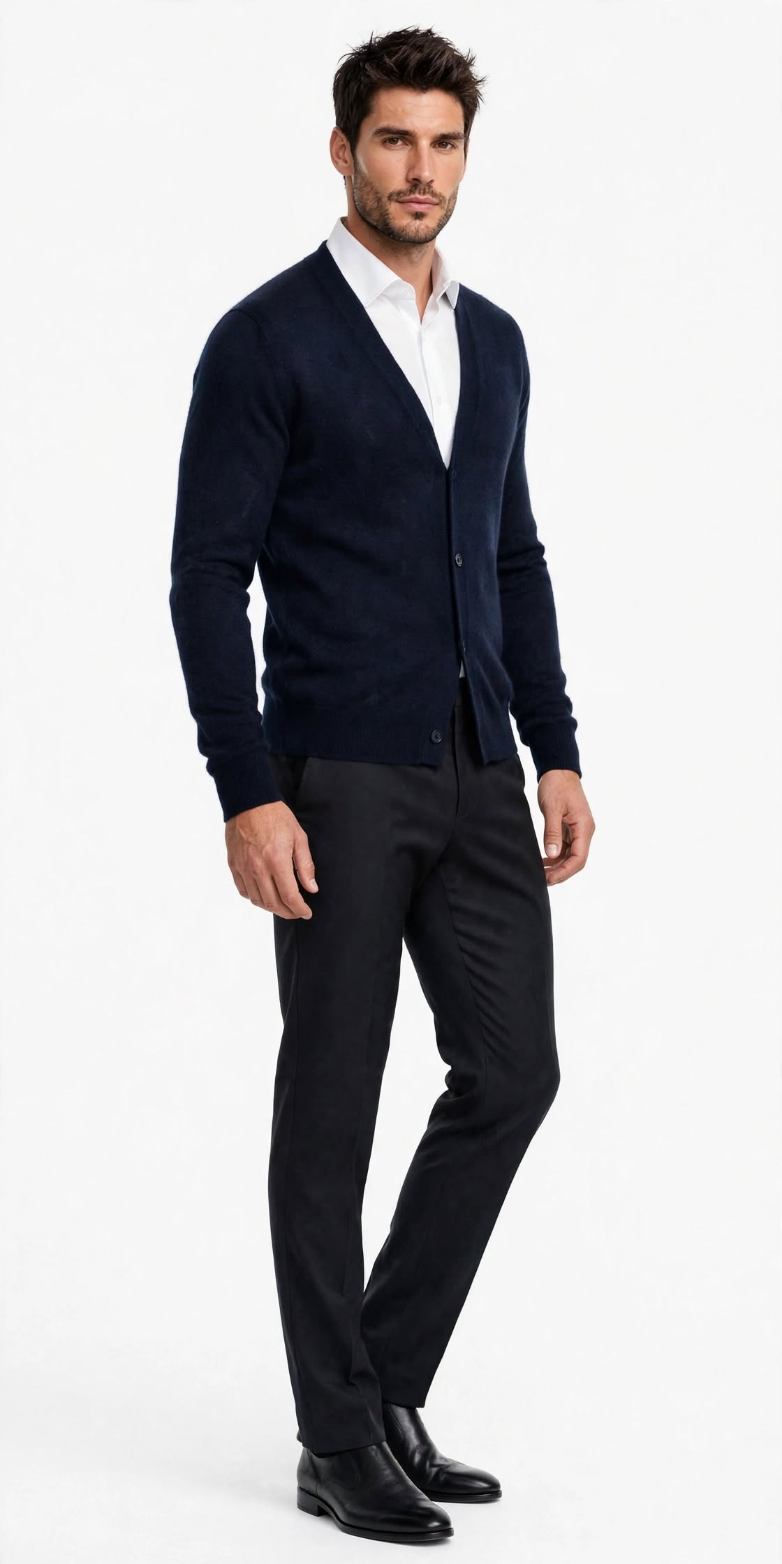 Maglia Cardigan bottoni misto cachemire Blu