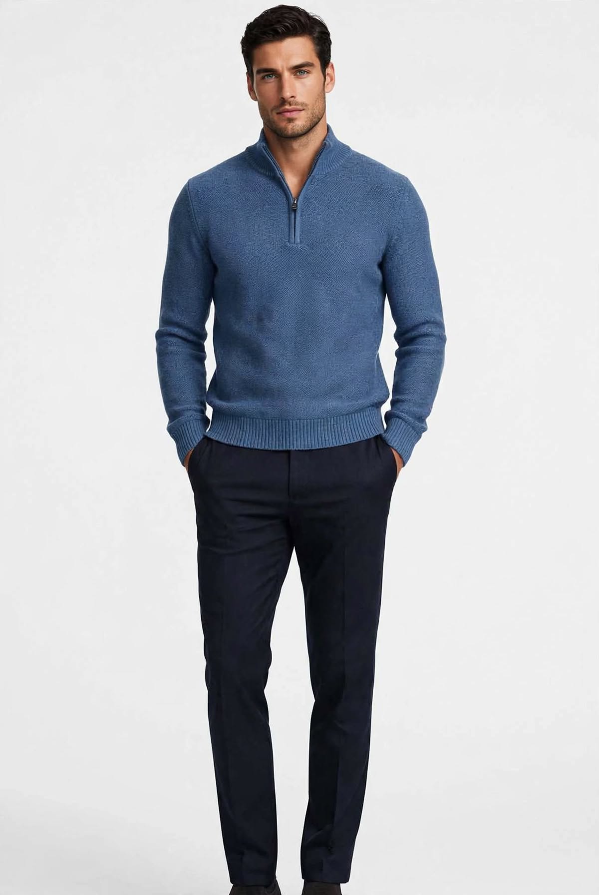 Maglione Uomo Lupetto Zip Chicco di Riso - Lambswool Firenze