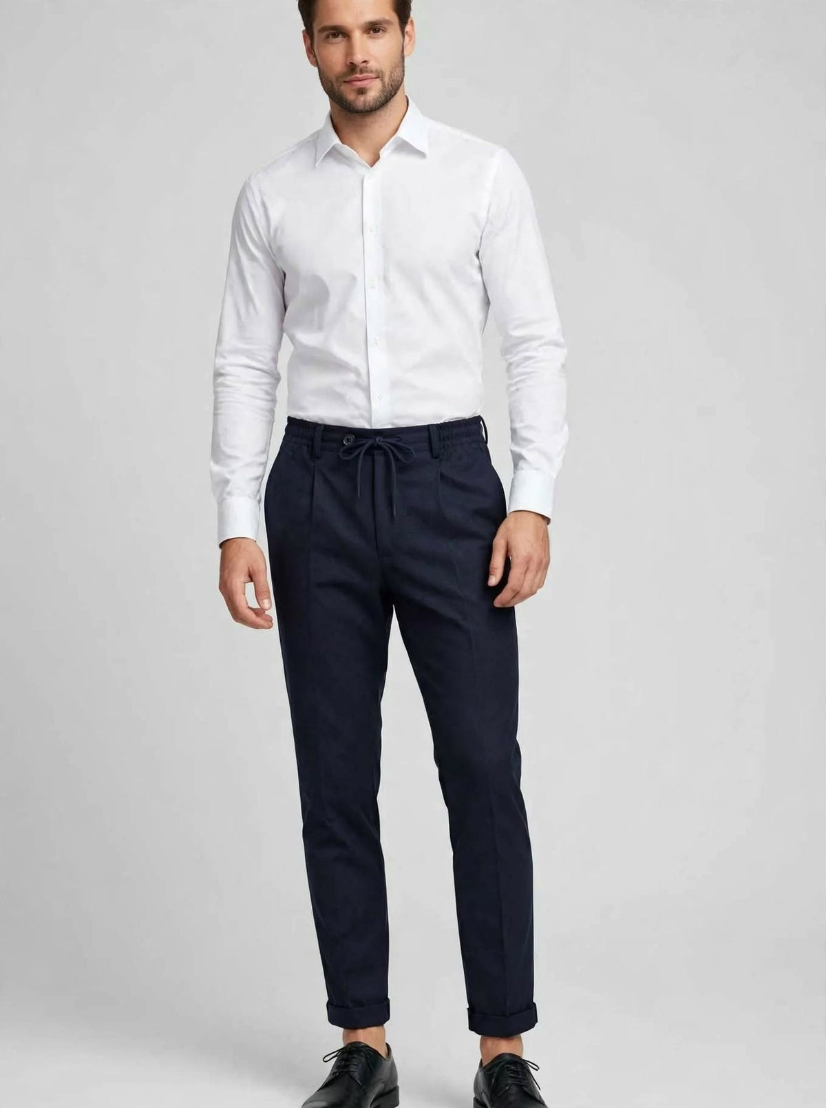 Pantalone classico lana con laccio e pince