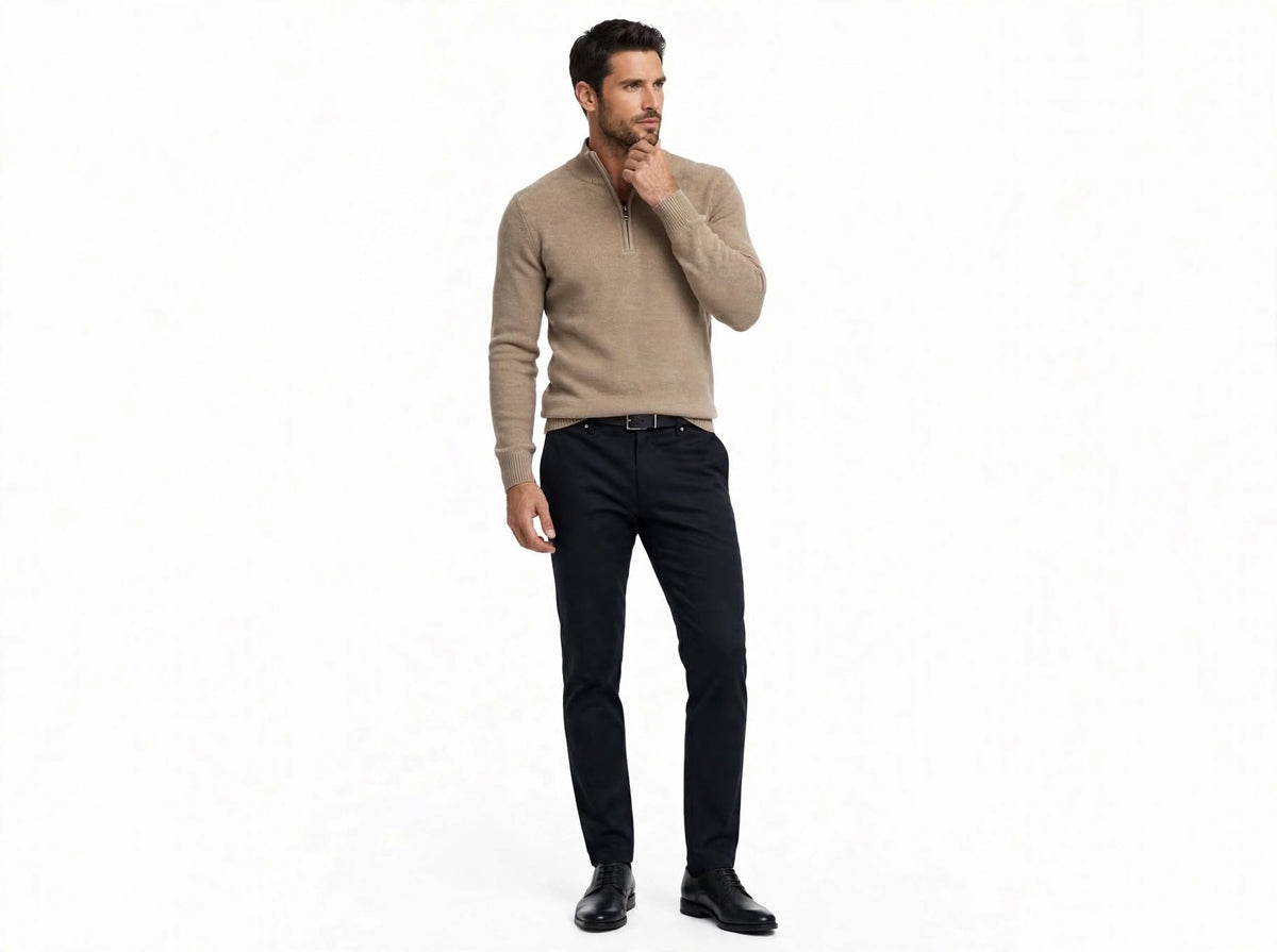 Maglione Uomo Lupetto Zip Chicco di Riso - Lambswool Firenze