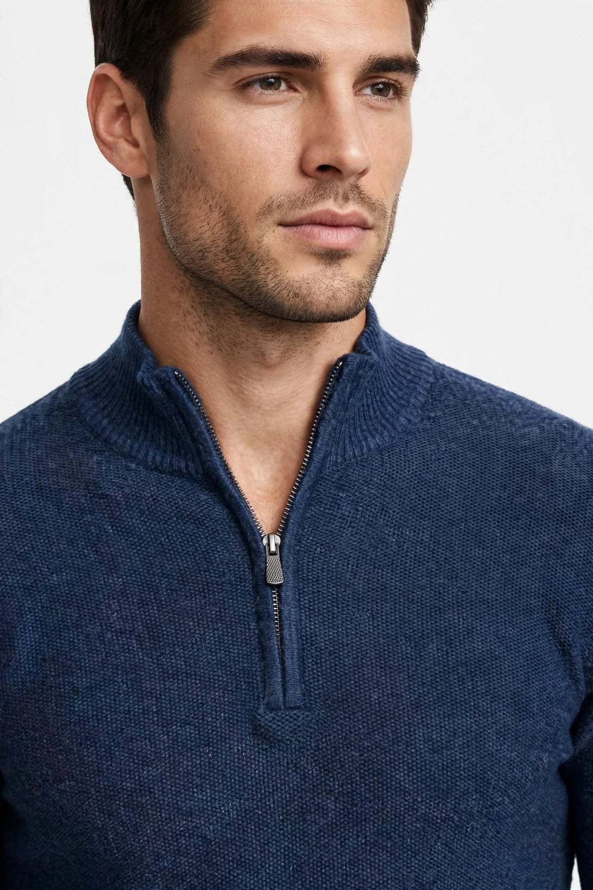 Maglione Uomo Lupetto Zip Chicco di Riso - Lambswool Firenze