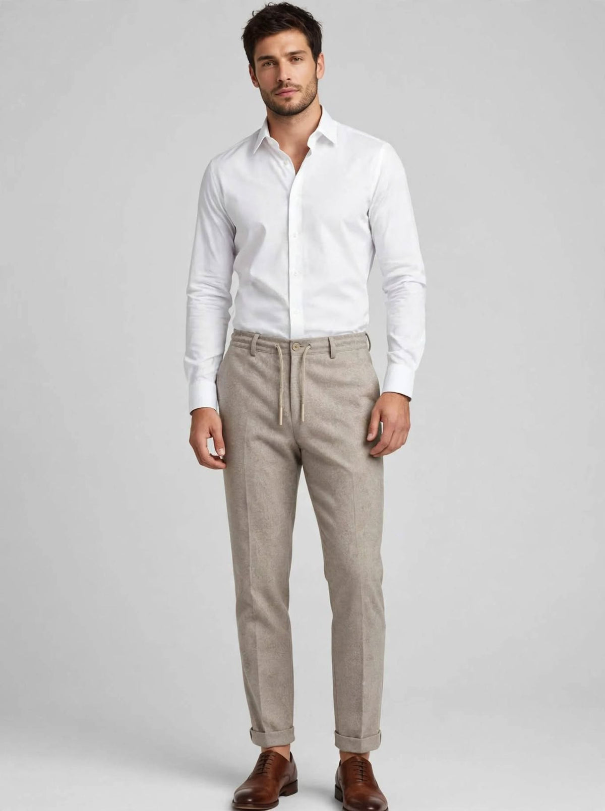 Pantalone classico lana con laccio e pince