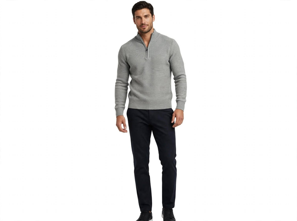 Maglione Uomo Lupetto Zip Chicco di Riso - Lambswool Firenze