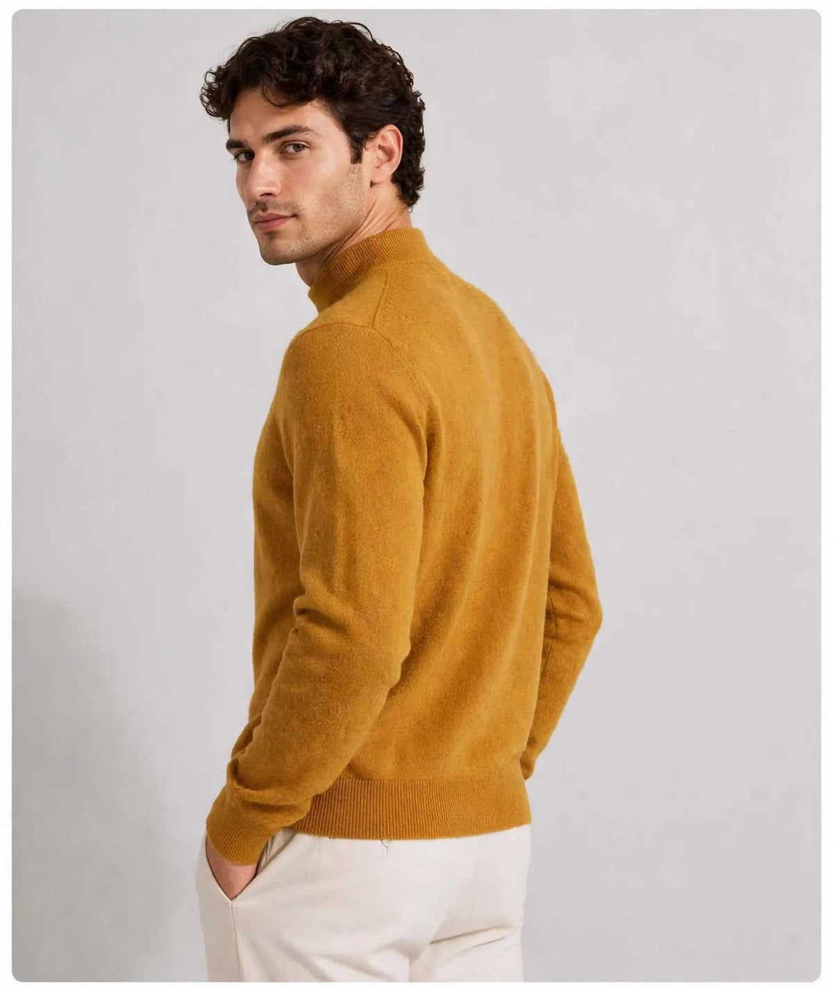 Maglia Uomo Lupetto Mezzo Collo in Misto Cachemire  Made in Italy