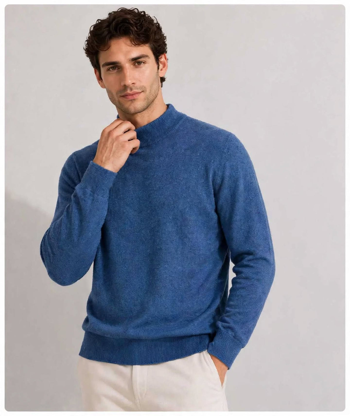 Maglia Uomo Lupetto Mezzo Collo in Misto Cachemire  Made in Italy