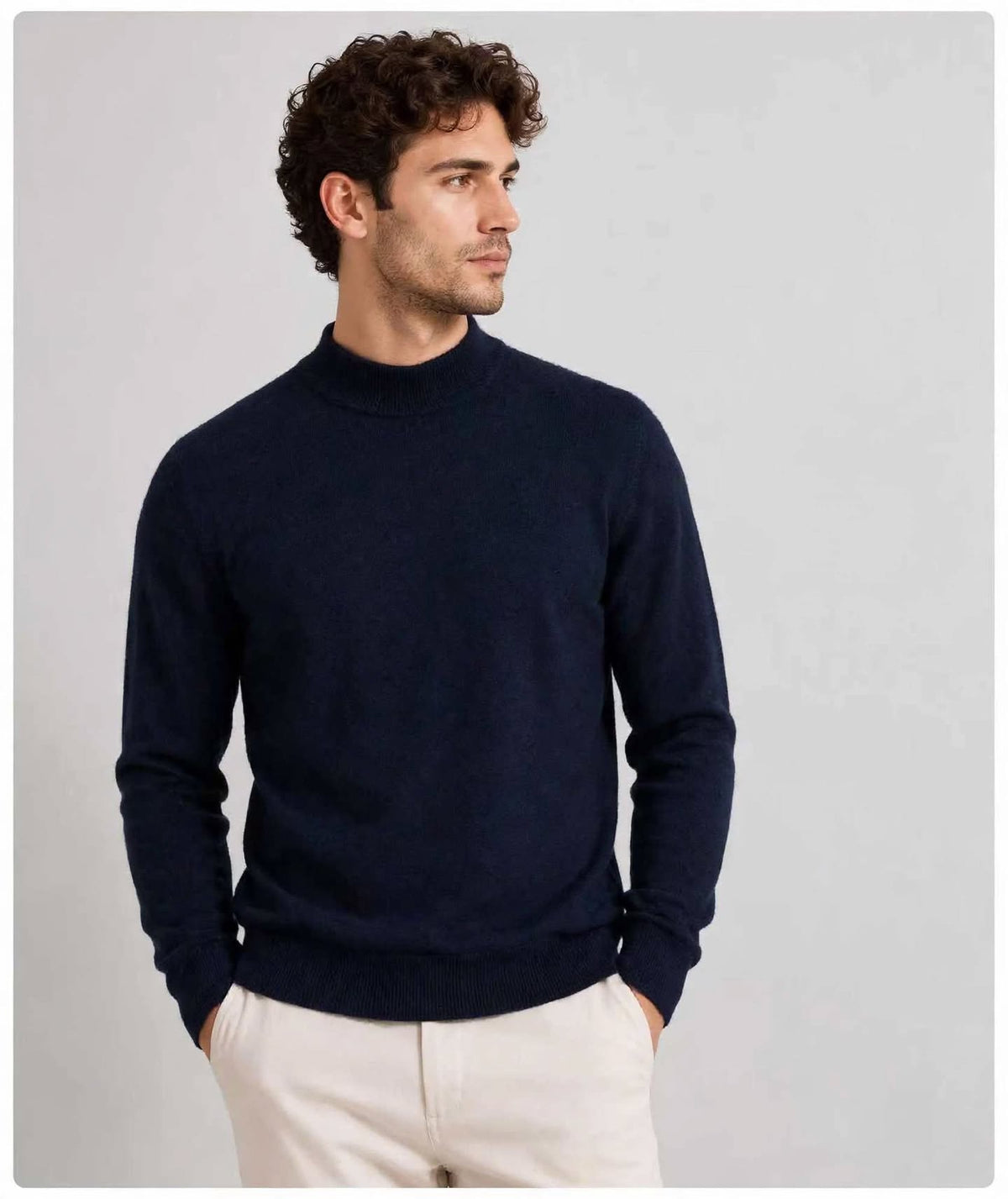 Maglia Uomo Lupetto Mezzo Collo in Misto Cachemire  Made in Italy