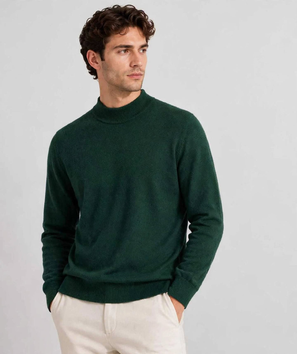 Maglia Uomo Lupetto Mezzo Collo in Misto Cachemire  Made in Italy