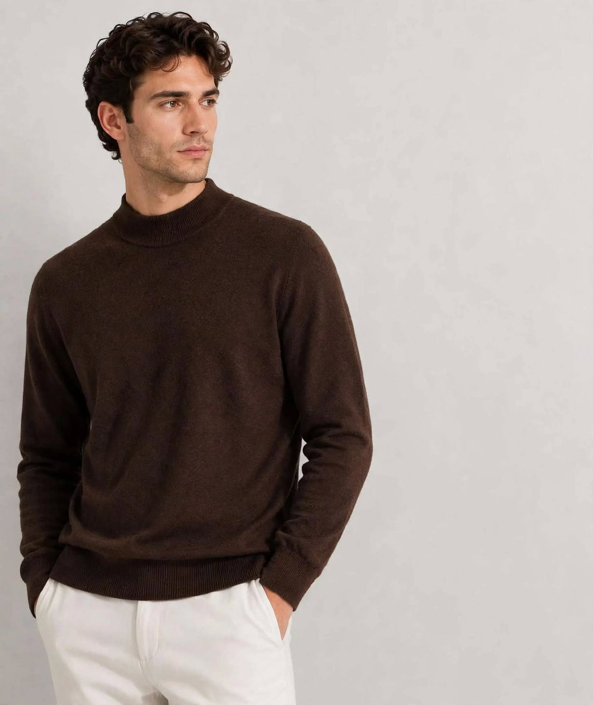 Maglia Uomo Lupetto Mezzo Collo in Misto Cachemire  Made in Italy