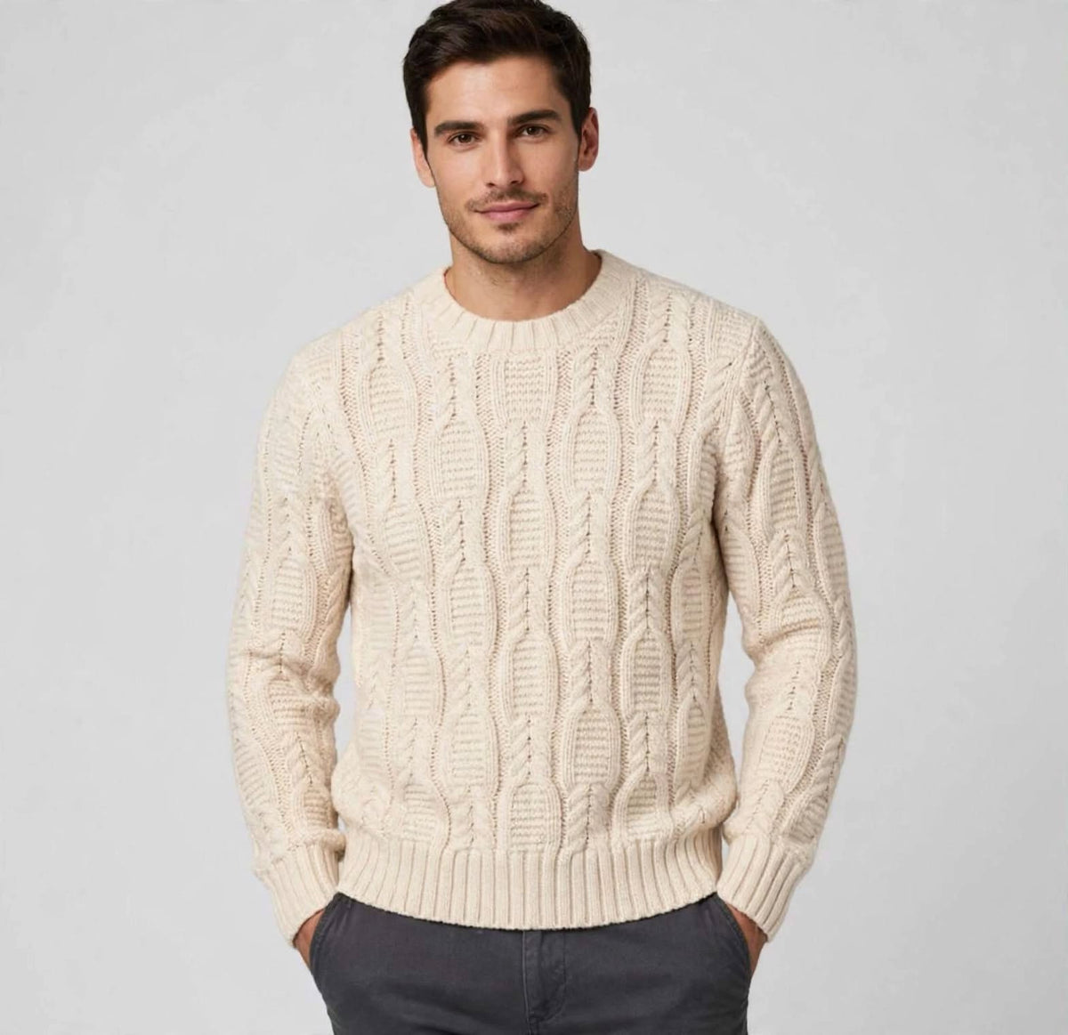 Maglione Uomo Girocollo a Trecce