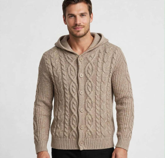 CARDIGAN CON CAPPUCCIO E BOTTONI in 3 colori