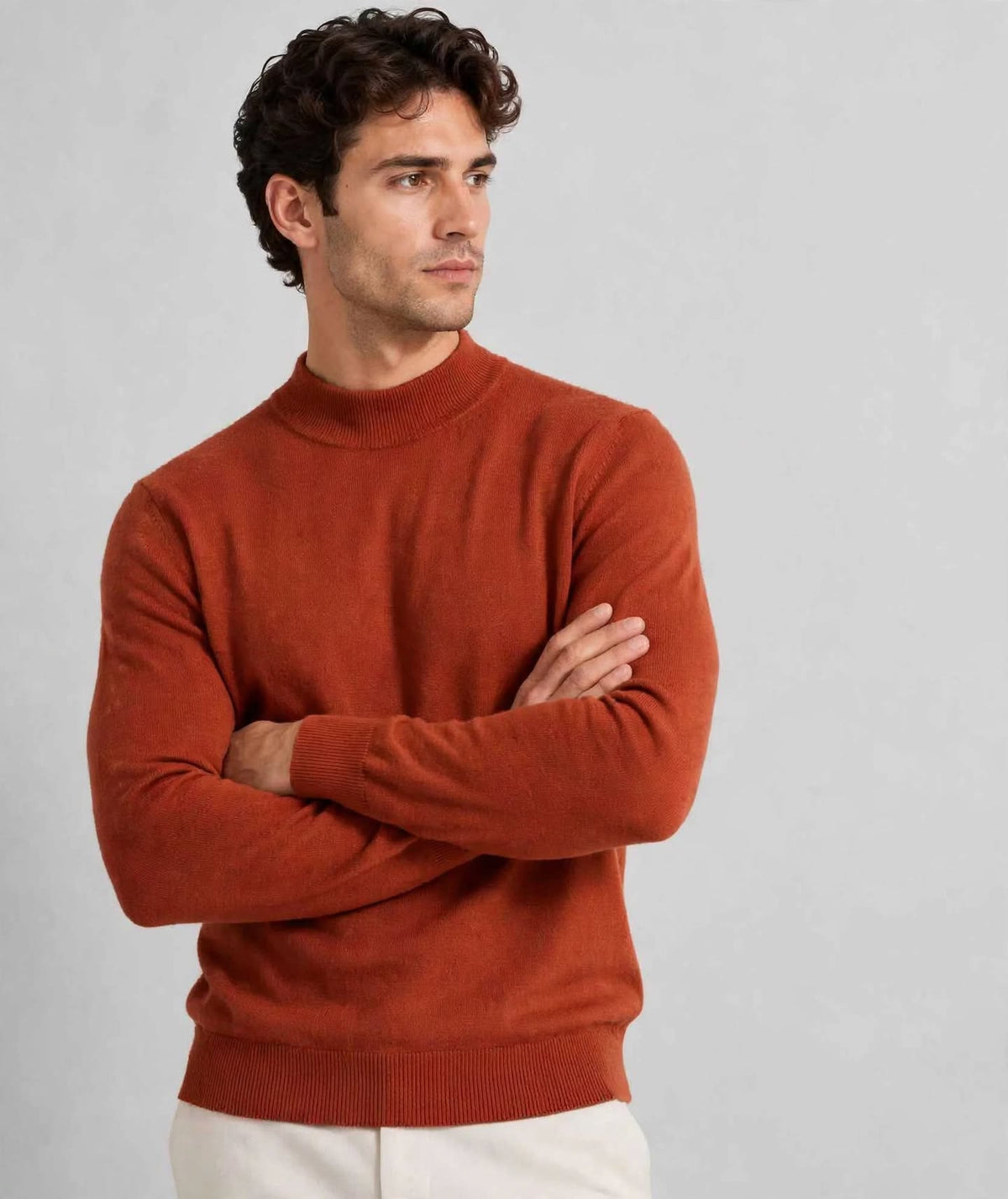 Maglia Uomo Lupetto Mezzo Collo in Misto Cachemire  Made in Italy