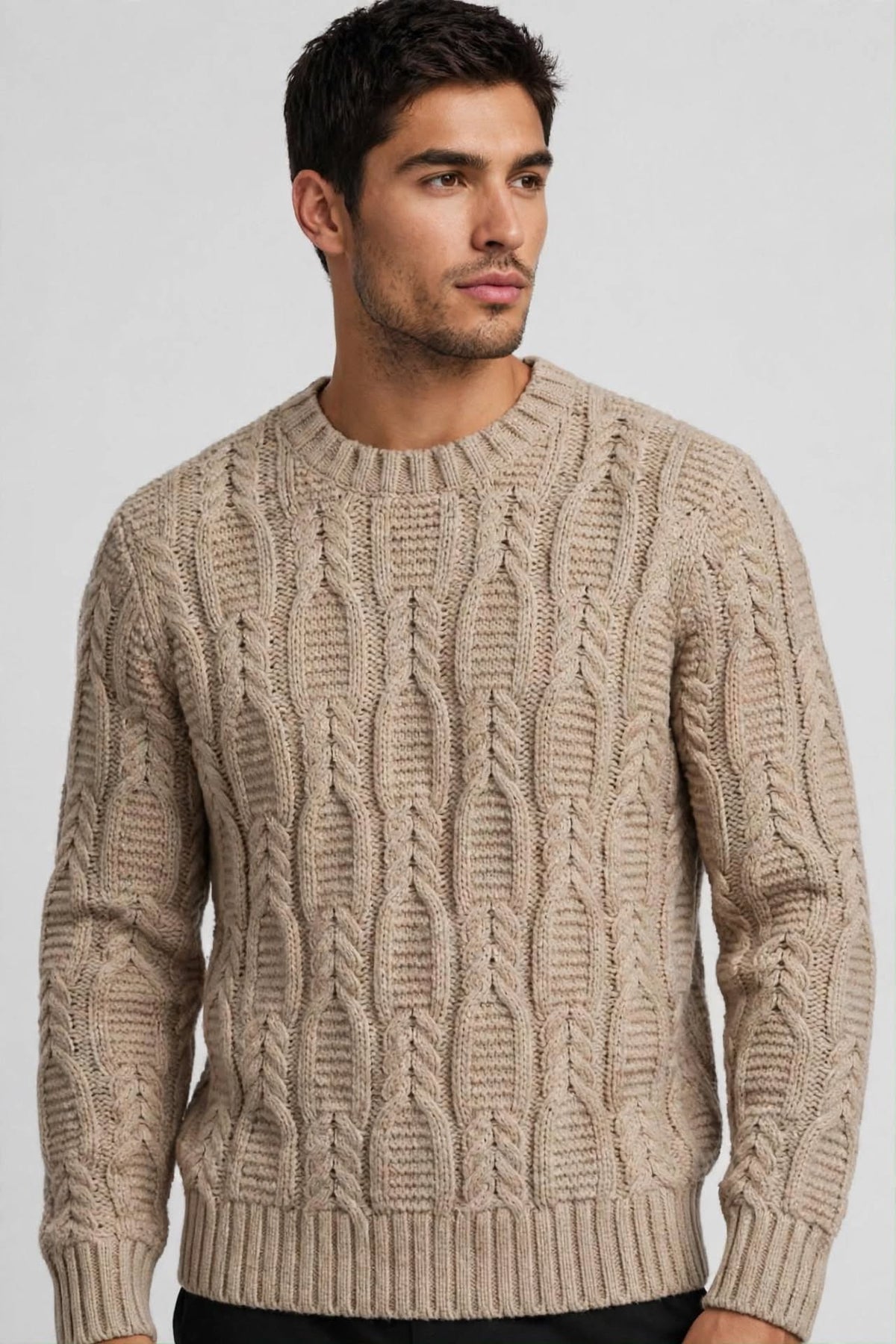 Maglione Uomo Girocollo a Trecce