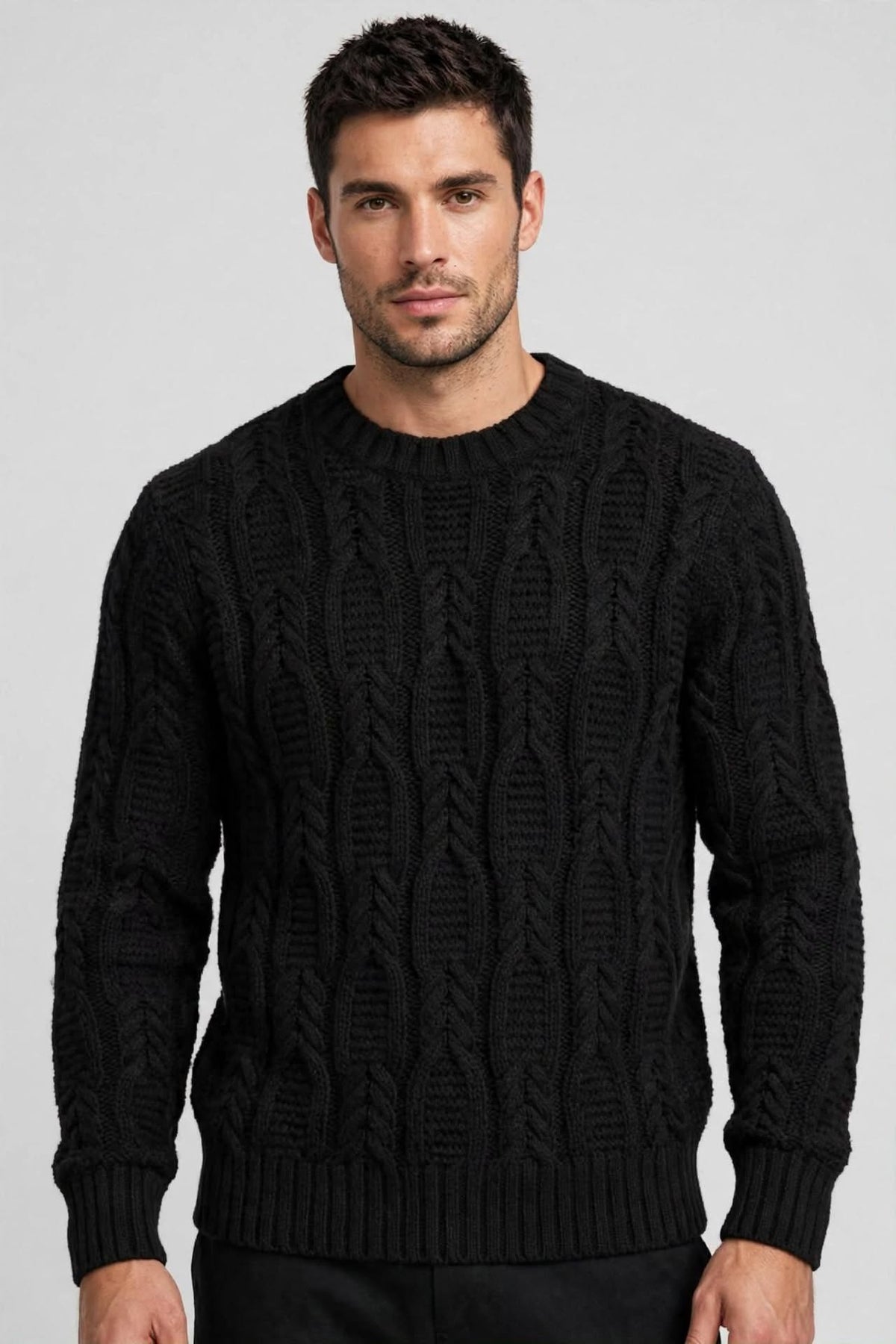 Maglione Uomo Girocollo a Trecce