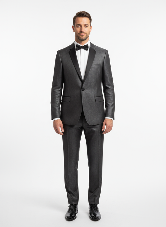 Abito Smoking raso lavorato grigio